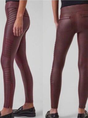 Athleta Delancey Gleam Moto Tight Women's Leggings 1X Burgundy